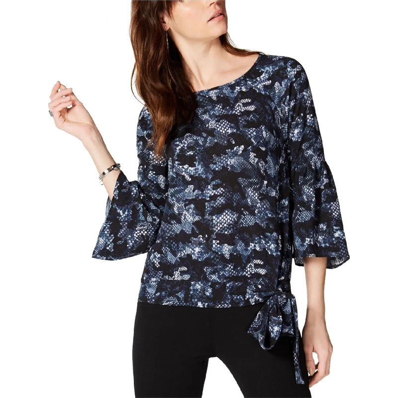 Michael Kors Womens Side Tie Pullover Blouse, Blue, Small Confident Women's Power
