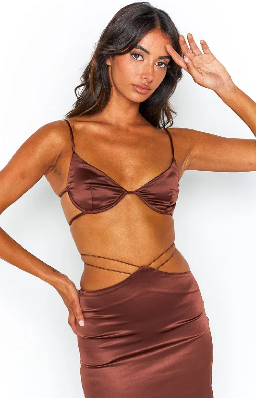 Maffie Brown Crop Top Sophisticated Women's 