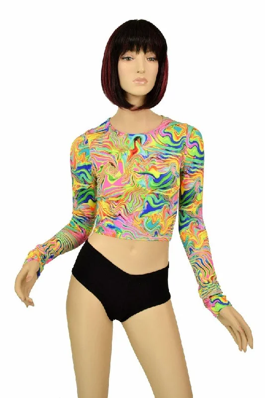 Neon Flux Crop Top Hip Women's Retro