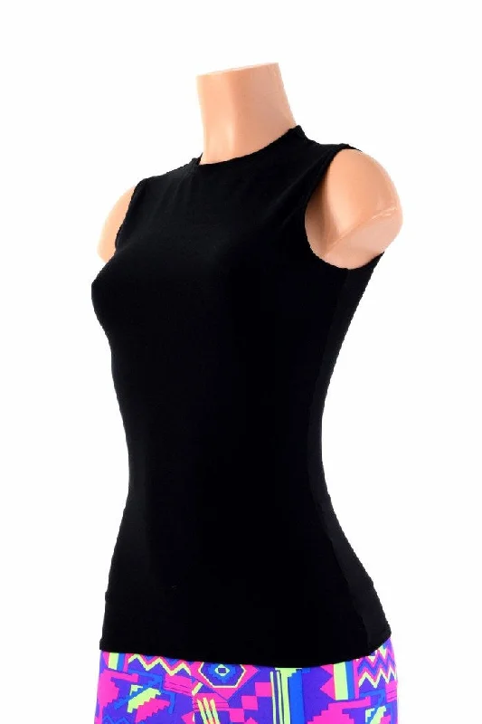 Full Length Crew Neck Black Zen Top Business
