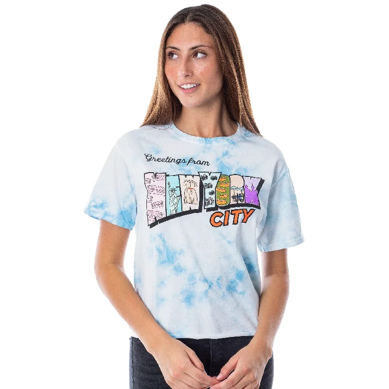 To All The Boys I've Loved Before Womens' Greetings From New York City Juniors Tie Dye Crop T-Shirt Disco