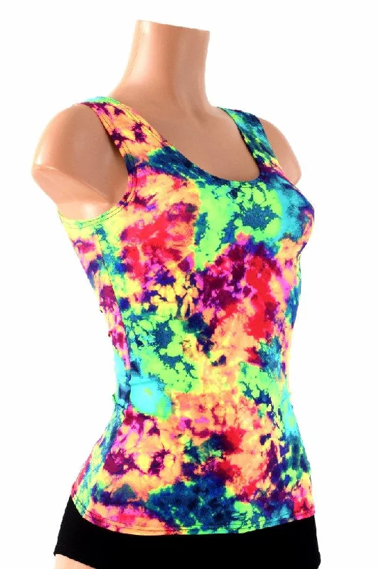 Full Length Scoop Neck Acid Splash Top Country