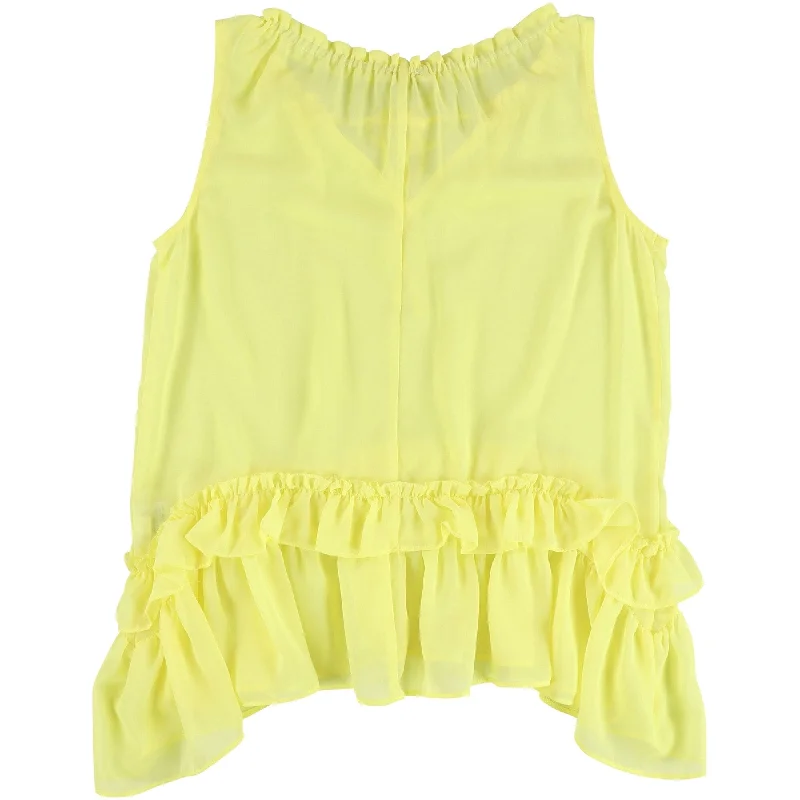 Bar Iii Womens Ruffled Knit Blouse Relaxed Women's 