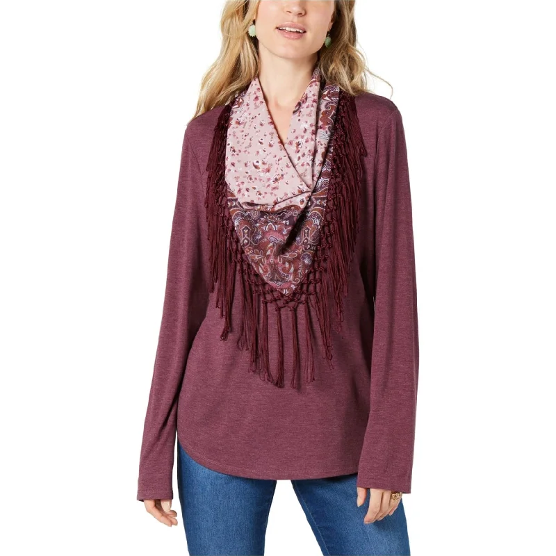 Style & Co. Womens Scarf Pullover Blouse, Purple, Small Monochromatic All - in - one