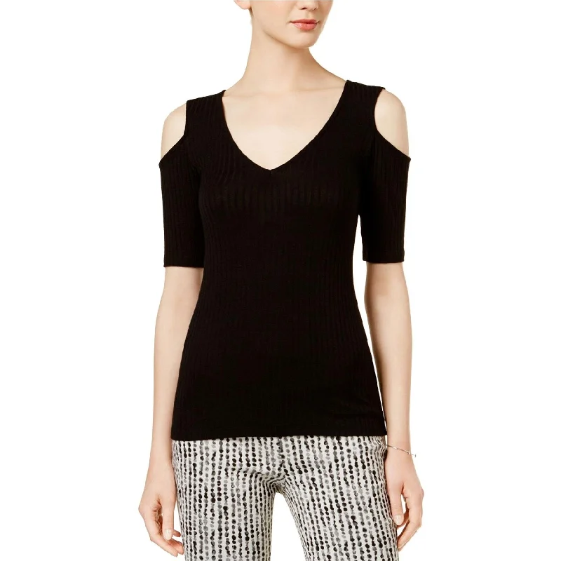 bar III Womens Ribbed Knit Blouse, Black, X-Small Elegant Women's 