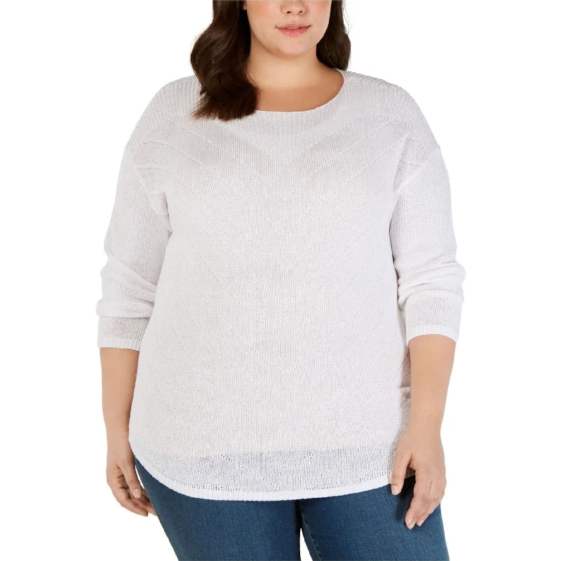 I-N-C Womens Pointelle Tunic Sweater Contemporary 