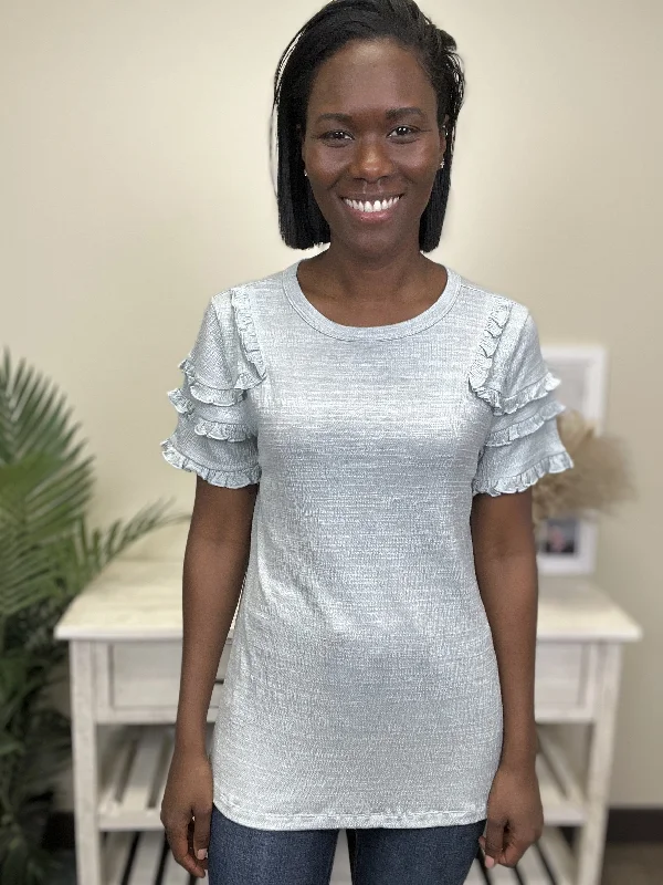 Simple Ruffle Women's Classic Short Sleeve Top Disco