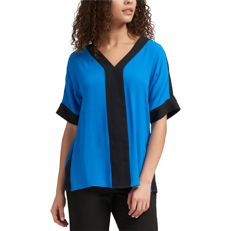 Dkny Womens Colorblocked Pullover Blouse Traditional Women's Wool