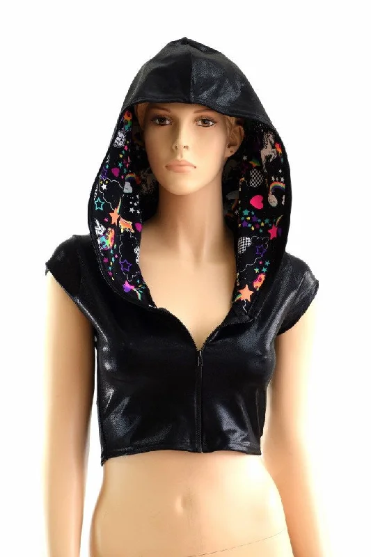 Unicorns & Rainbows Zipper Crop Hoodie Sustainable Organic