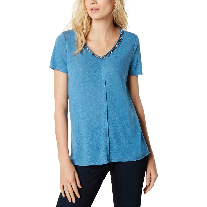I-N-C Womens Embellished V-Neck Pullover Blouse Stylish Women's Tropical 