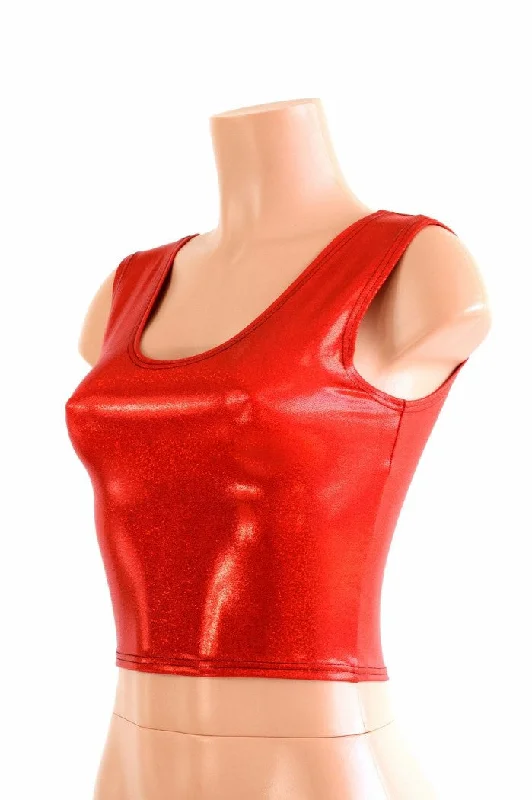 Red Sparkly Crop Top Refined Women's Hand - crafted