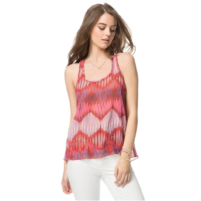 Aeropostale Womens Sheer Striped Tank Top, Red, Small Preppy Women's College