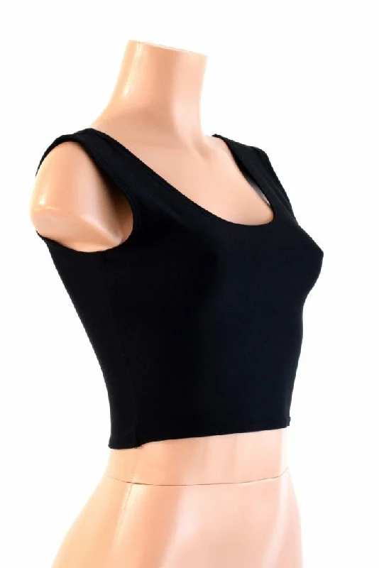 Black Soft Knit Crop Top Cool Women's Skate