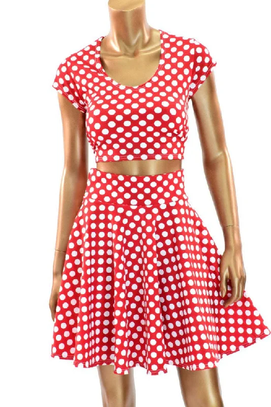 Polka Dot Minnie Skater Skirt & Crop Dapper Women's 1920S