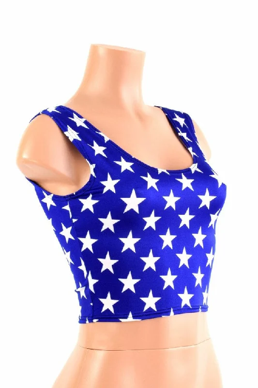 Blue & White Star Crop Top Monochromatic All - in - one