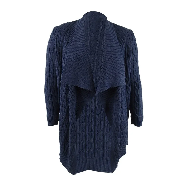 Lauren Ralph Lauren Women's Cable-knit Cardigan (L, Navy) Refined Women's 
