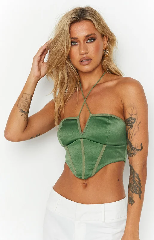 Elizybeth Green Corset Top Dynamic Women's Moto