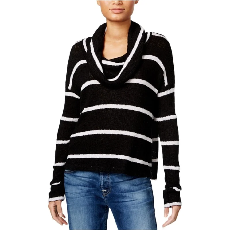 Chelsea Sky Womens Striped Knit Sweater, Black, Small Bohemian Women's Free