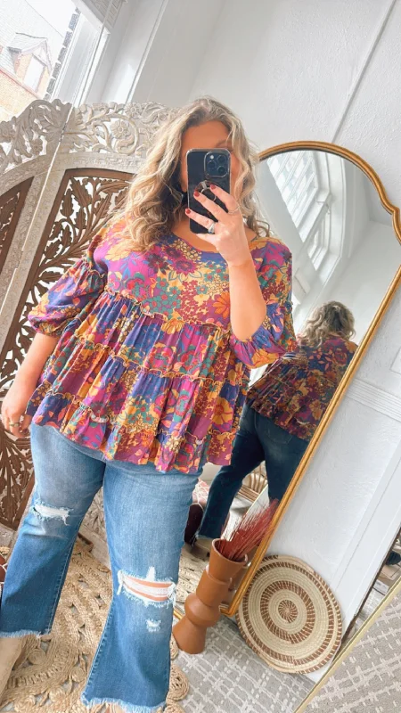 New Grove Floral Printed Top Youthful Women's Anime - inspired
