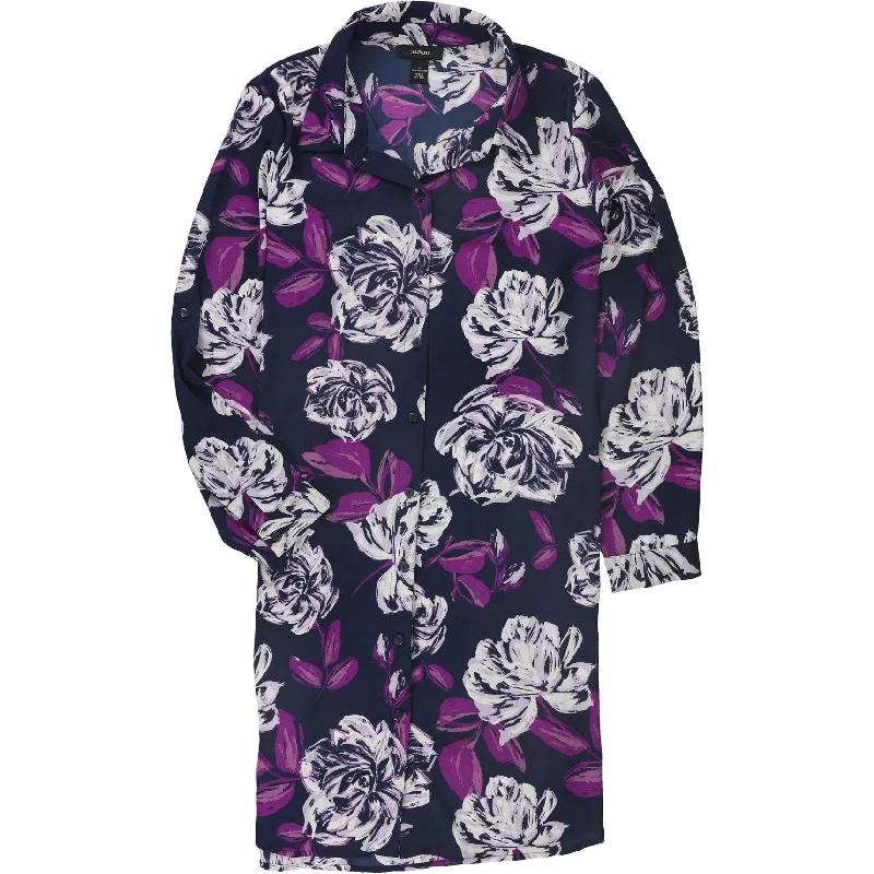 Alfani Womens Crepe Floral Tunic Blouse, Blue, Large Cool Women's Skate