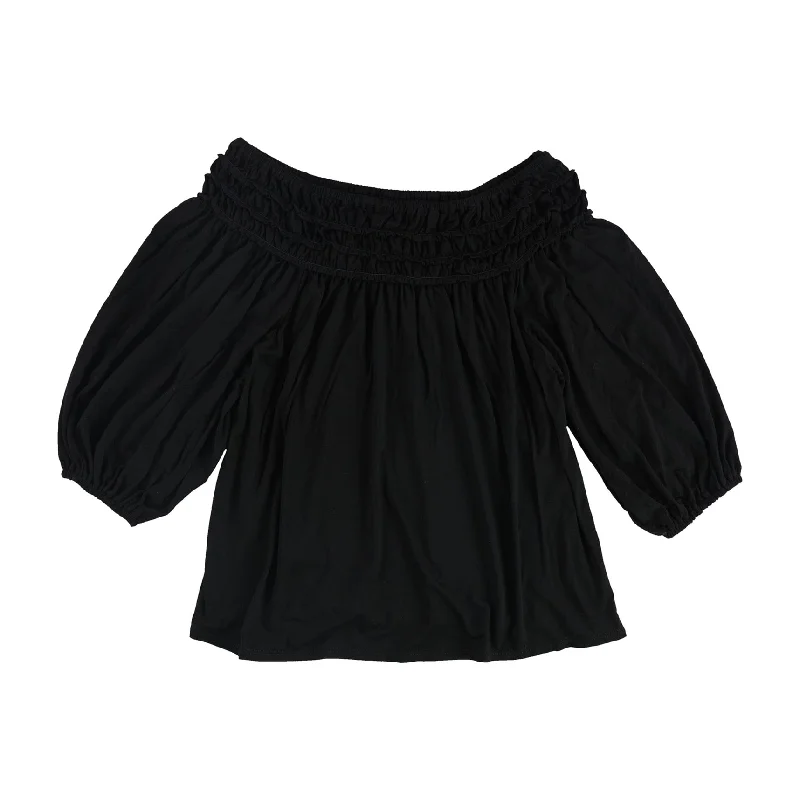 Max Studio London Womens Ruffled Off the Shoulder Blouse, Black, X-Small Relaxed Women's Beachy