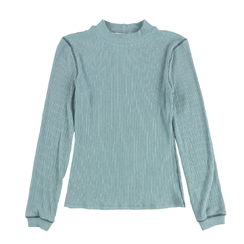 Project Social T Womens Ribbed Mock Neck Pullover Sweater, Blue, Small Gym