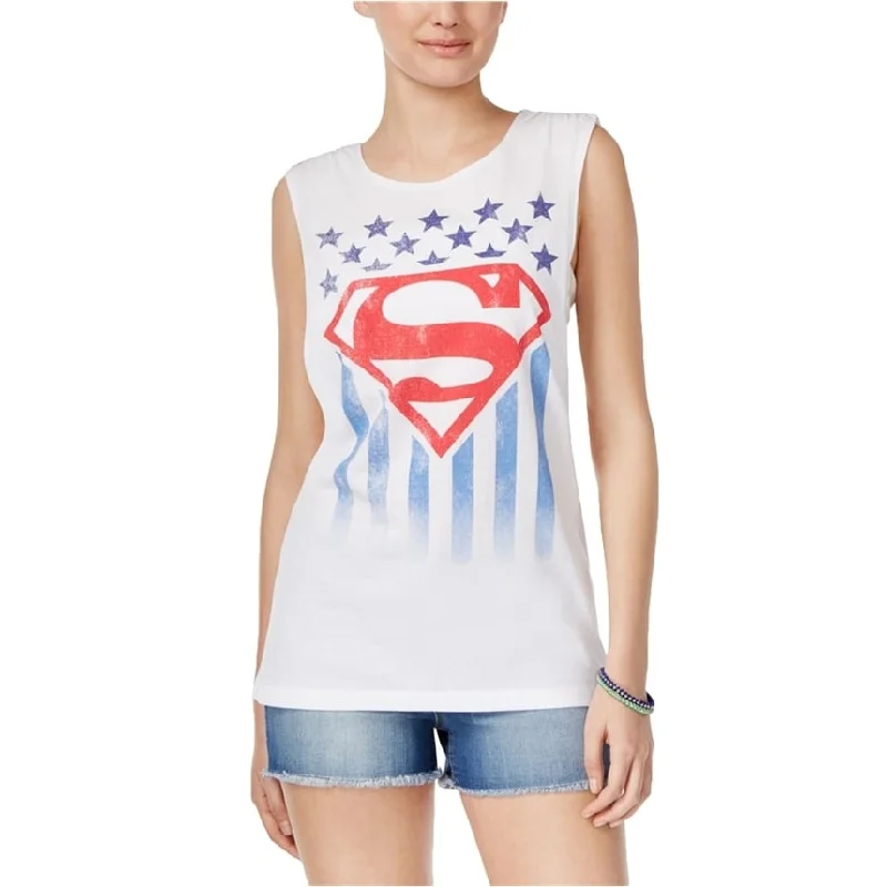 Bioworld Womens Superman Tank Top, White, Small Unique Women's Upcycled