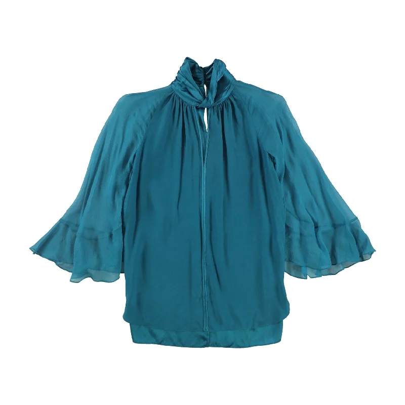 Elie Tahari Womens Twist Neck Pullover Blouse, Blue, X-Small Classic Women's Pin - striped Elie Tahari Womens Twist Neck Pullover Blouse, Blue, X-Small Classic Women's Pin - striped