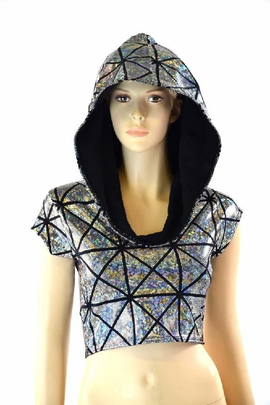 Cracked Tiles Crop Hoodie Dapper Women's 1920S