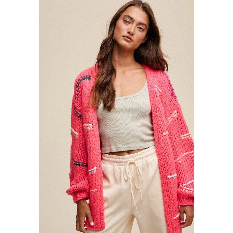 Hand Crochet Boho Open Front Chunky Cardigan Sweater Luxurious Women's High -  end