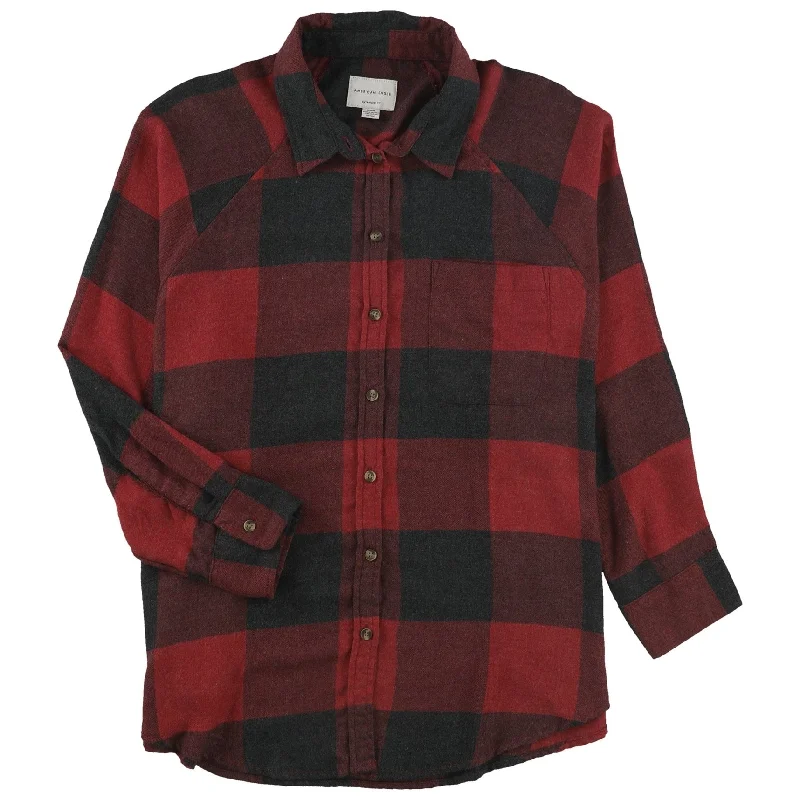 American Eagle Womens Plaid Button Up Shirt Confident Women's High - fashion