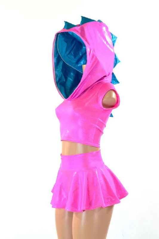 Pink & Peacock Dragon Hoodie & Skirt Refined Women's Classic 