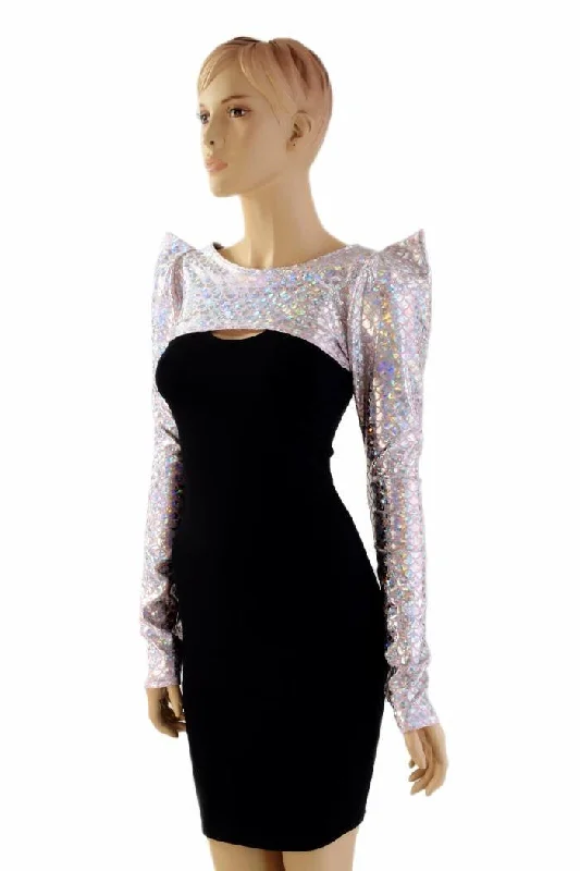 Pink & Silver Dragon Bolero Dance Sleeves Hip Women's Retro