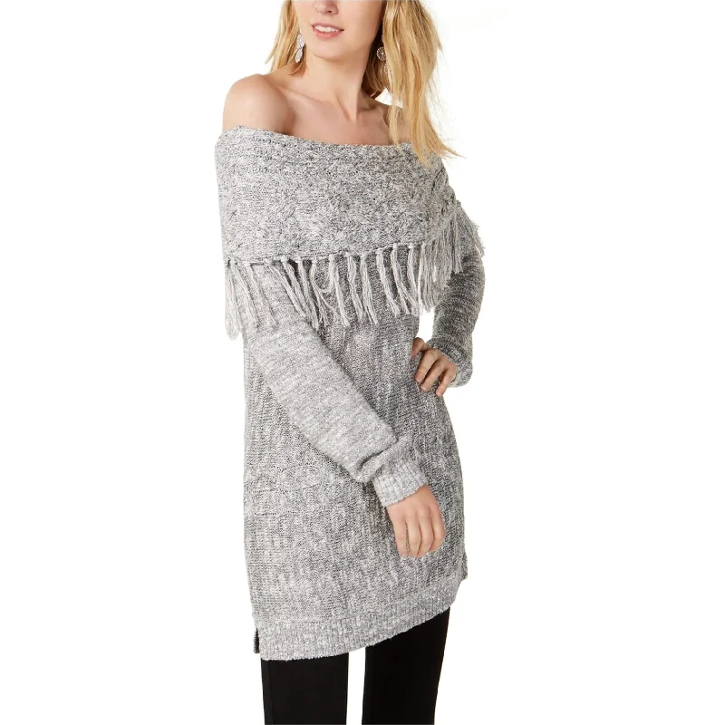 I-N-C Womens Foldover Tunic Sweater, Metallic, X-Large Scandinavian