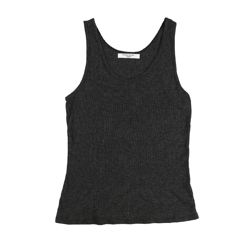 Project Social T Womens Solid Ribbed Tank Top, Grey, Medium Feminine Women's Style 