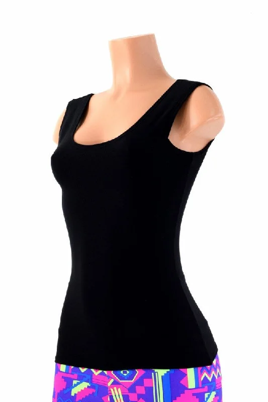 Full Length Scoop Neck Black Zen Top Preppy Women's College