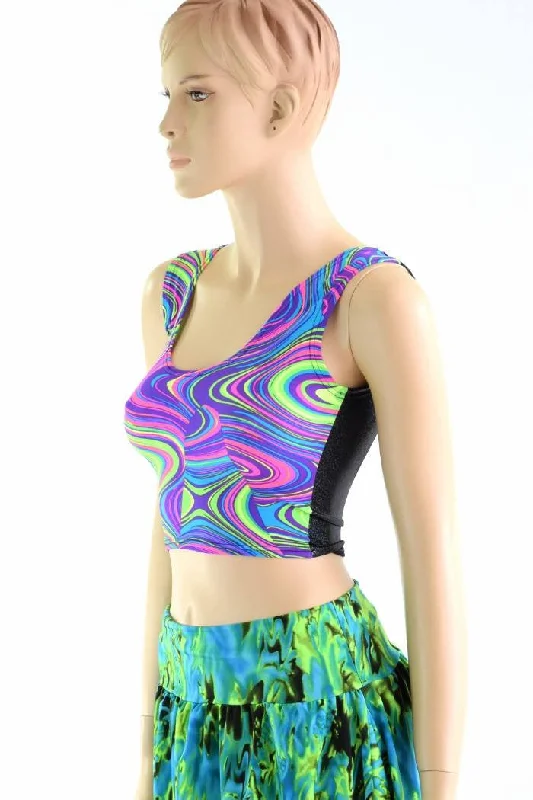 Two Tone Reversible Tank Crop Top Monochromatic Office Style