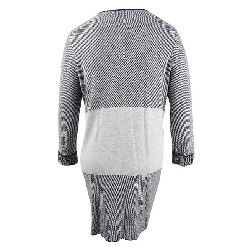 Kasper Women's Colorblocked Roll-Cuff Jacket (XL, Black/Heather Grey) Compression
