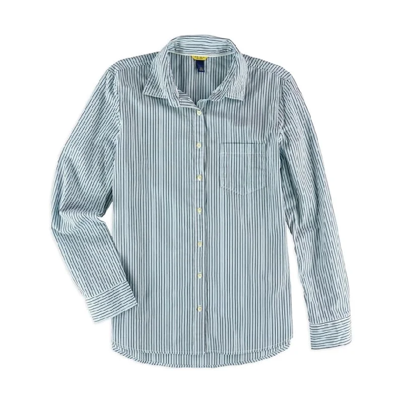 Aeropostale Womens Striped Pocket Button Up Shirt Casual Women's Loose - fitting