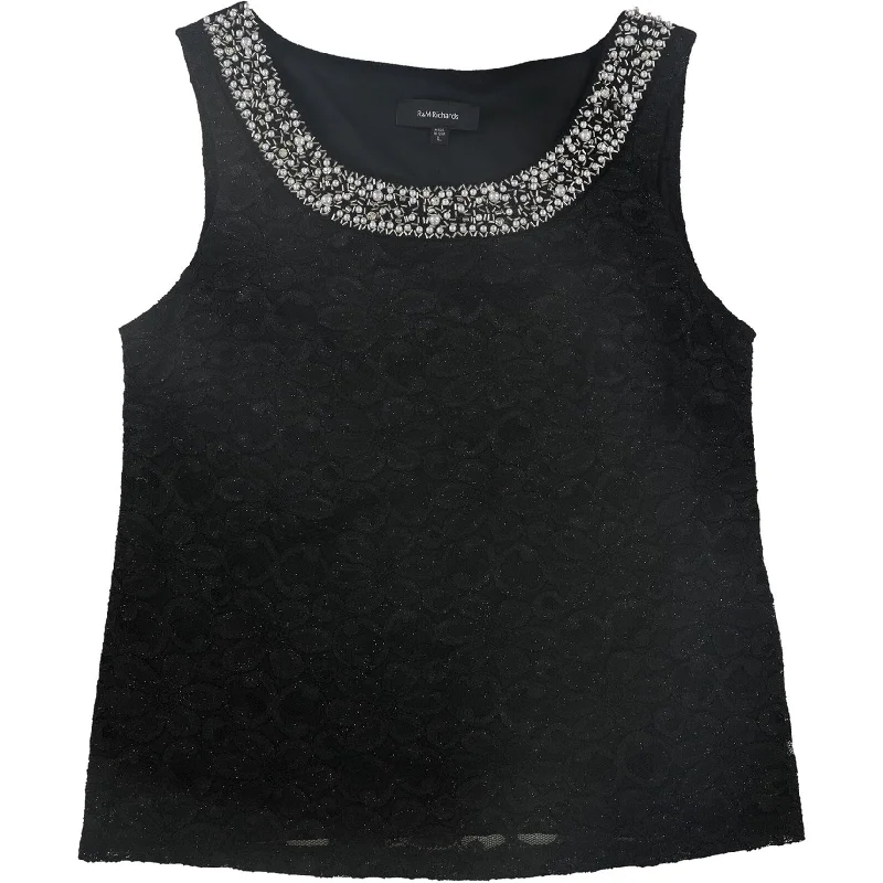 R & M Richards Womens Sequined Pullover Blouse, Black, 2X Refined Women's Velvet