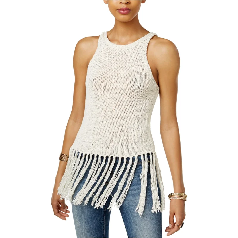 Jack Womens Fringe Tank Top, Off-White, Medium Contemporary 
