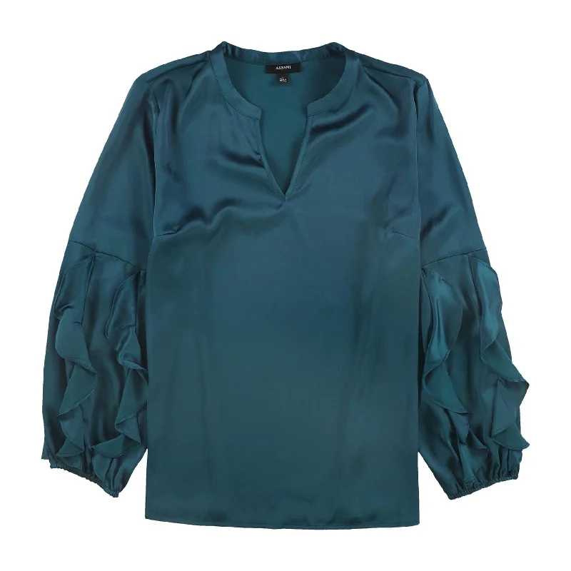 Alfani Womens Charmouse Ruffle Sleeve Pullover Blouse Gym