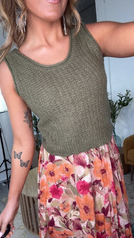This Or That Textured Sweater Tank, Olive Refined Women's Classic 