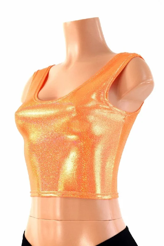 Orange Sparkly Tank Crop Artistic Women's Avant - 