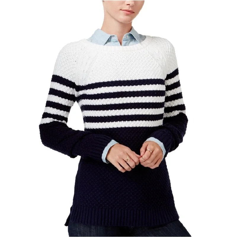 maison Jules Womens Cross-Stitch Knit Sweater, Blue, X-Small Classic Women's Tweed