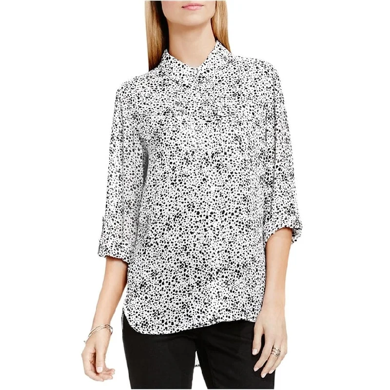 Vince Camuto Womens Vapor Dots Button Up Shirt, Black, X-Small Traditional Women's Wool Vince Camuto Womens Vapor Dots Button Up Shirt, Black, X-Small Traditional Women's Wool