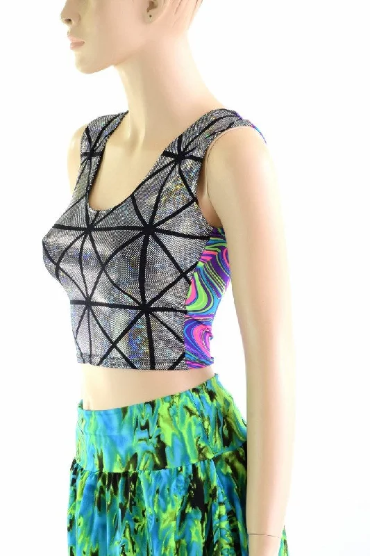 Two Tone Reversible Tank Crop Top Practical Women's Multi - 