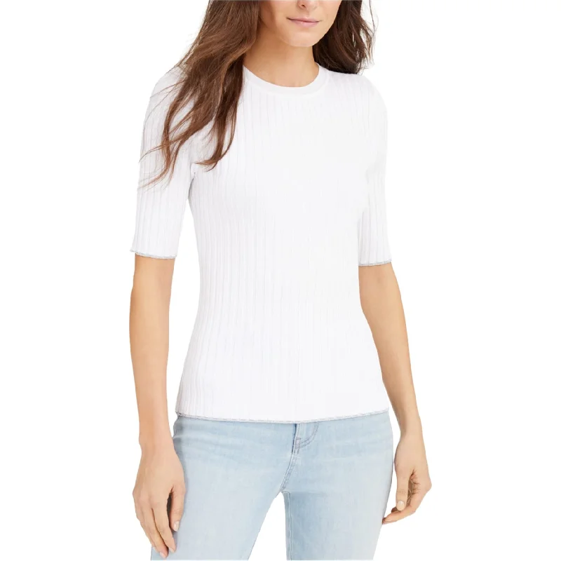 I-N-C Womens Ribbed Pullover Sweater, White, Medium Sleek Women's 