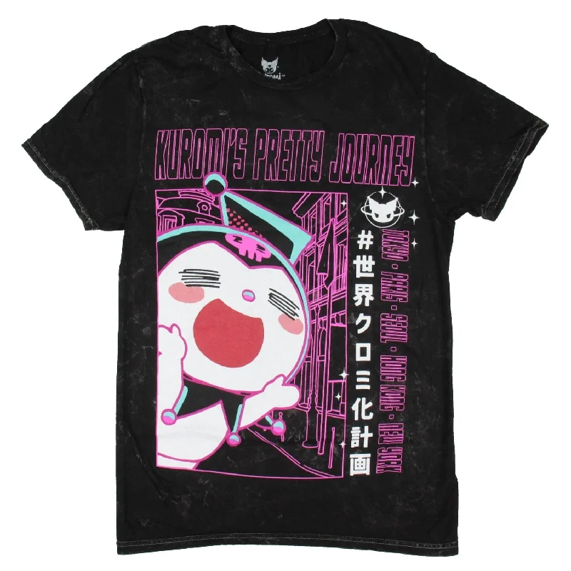 Kuromi T-Shirt Sanrio Women's Hello Kitty Kuromi Pretty Journey Junior's Boyfriend-Fit Adult Short Sleeve T-Shirt Earthy Women's Hemp - based