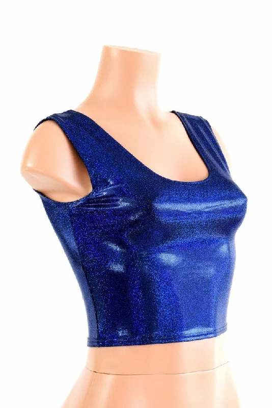 Blue Sparkly Tank Crop Laid - back Women's Vibe